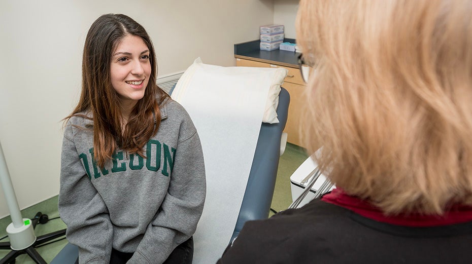 Student meets with a healthcare provider